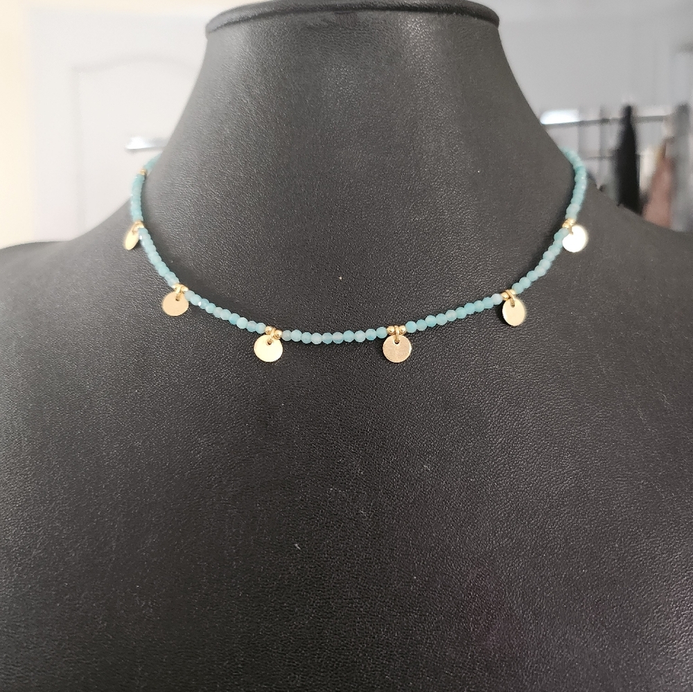 Carly Waters Gemstone Disk Choker turquoise stone